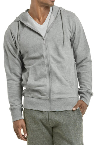 Image of Men's French Terry Cotton Hoodie Full Zip Up Classic Sweatshirt