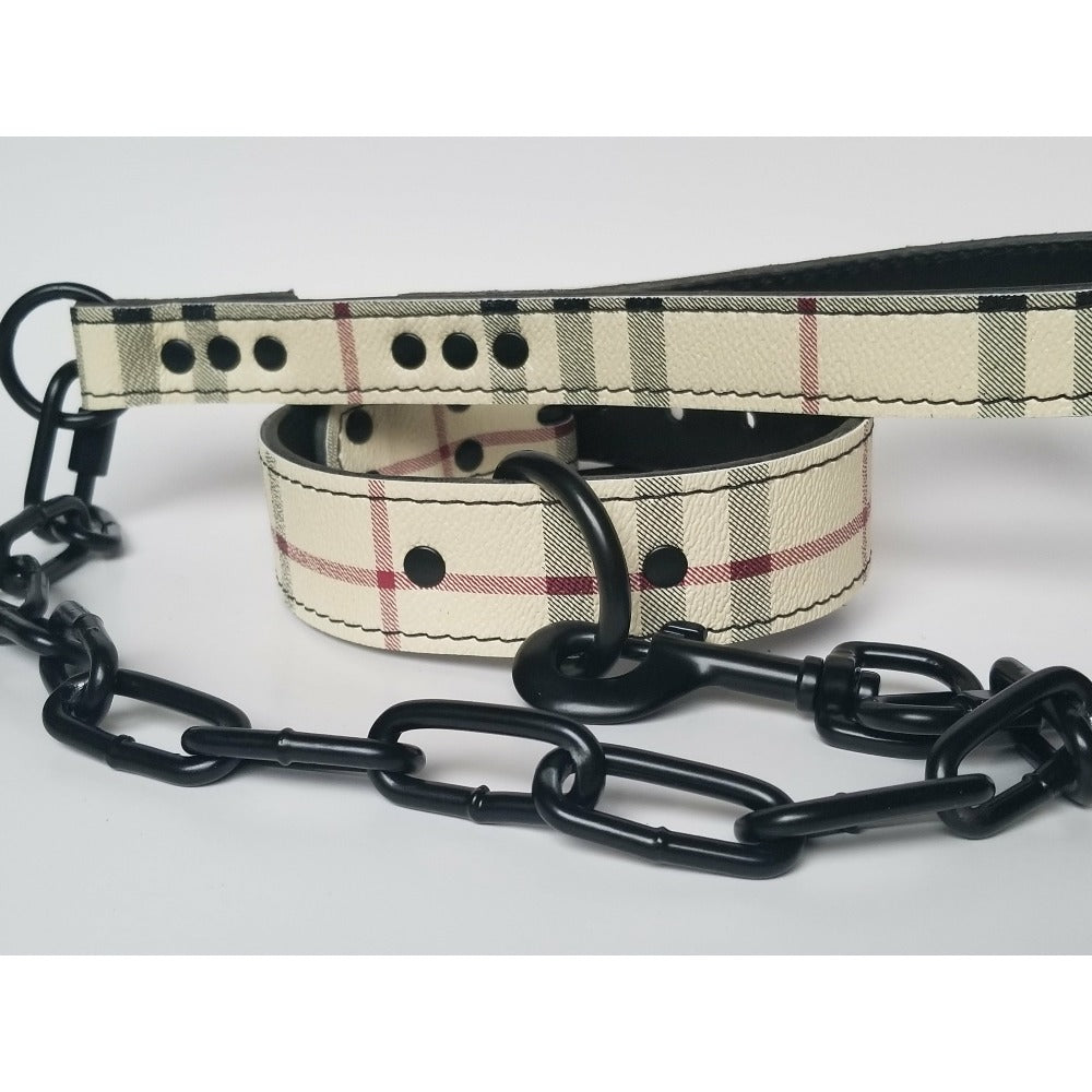 leather collar and leash set