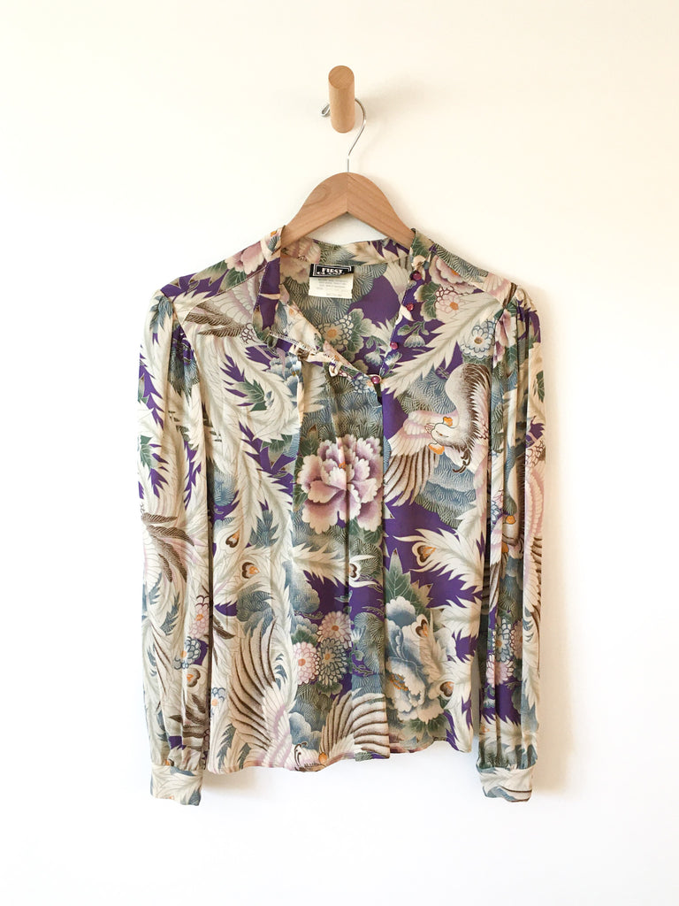 1980’s Rayon Floral Blouse – Carny Couture