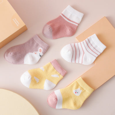 Baby Kids Girl Cartoon Ankle Socks 5 Pairs Set - Little Kooma
