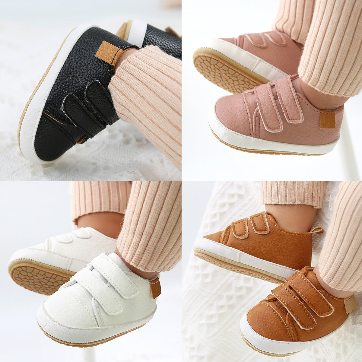 Baby Boy Girl PU Leather Shoes Magic Tape Anti-slip Sneakers | Little Kooma