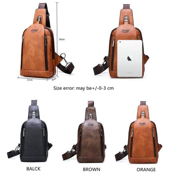 Durable Travel & Hiking Cross Body Shoulder Large Capacity Leather Sli ...