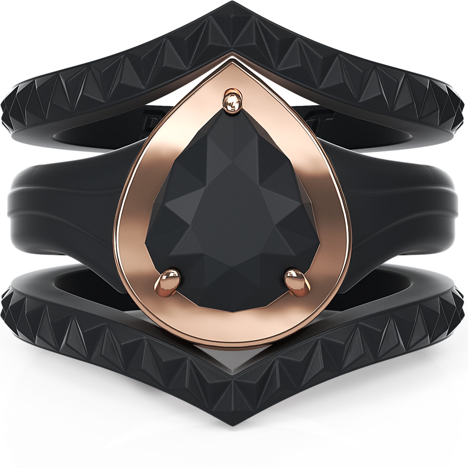 Rinfit Silicone Rings for Women - New Metal-Framed with 2 Stackable Rings - Silicone Diamond Rings Wedding Bands Women Black Metal Light Rose Gold / 5