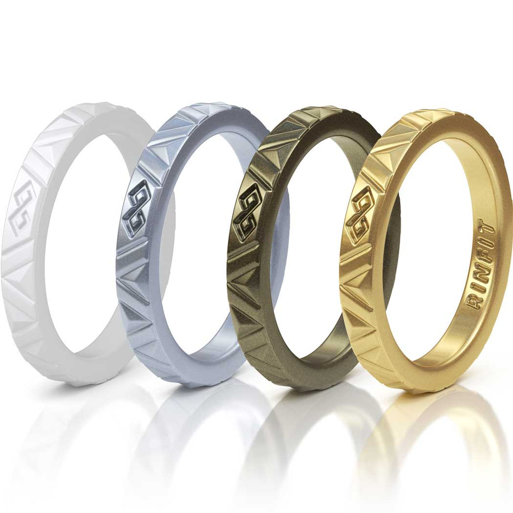Women's Infinity Silicone Stackable Rings. Metallic Colors