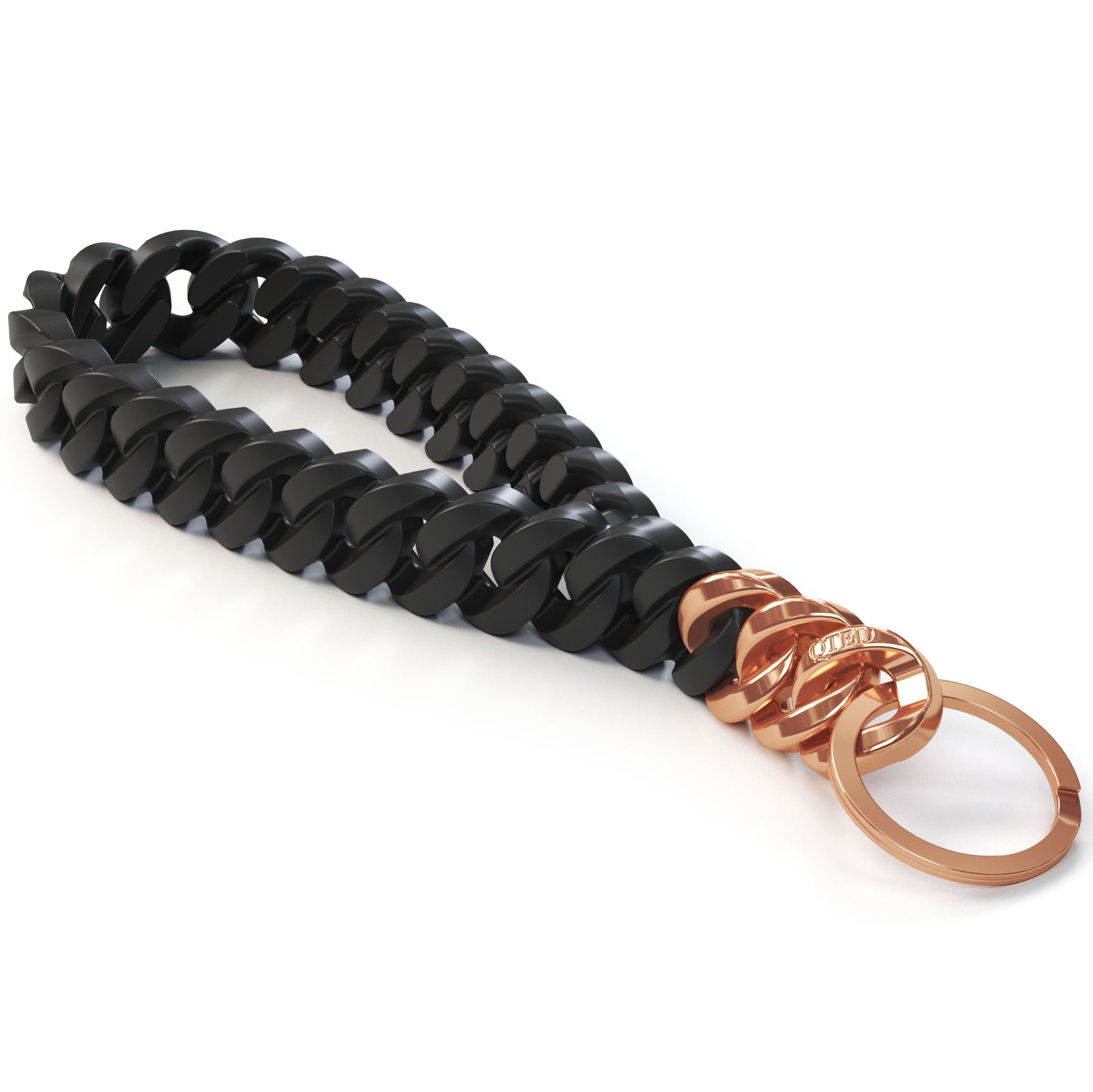 NEW! QTED x RINFIT Chain Wrist Lanyard for Keys - Keychain for Women and Men - Silicone Hand Loop Strap with Keyring. Color: Bla - Rinfit product image