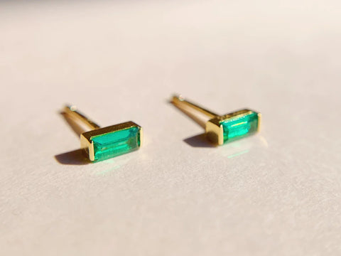 Baguette Emerald Studs