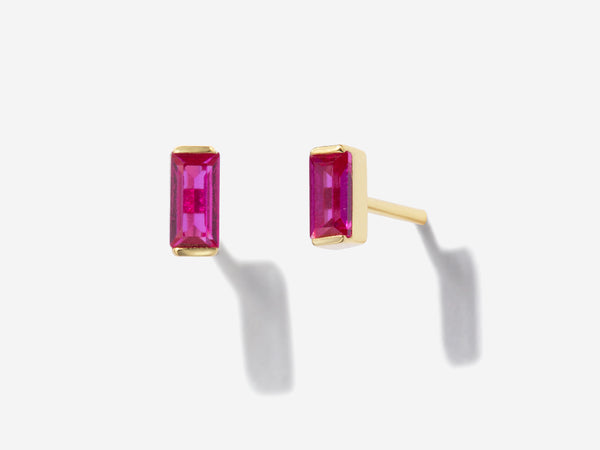 Baguette Ruby Stud Earrings