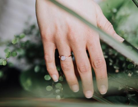 White Druzy Rose Gold Ring