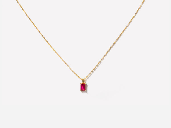 Baguette July Birthstone Ruby Necklace