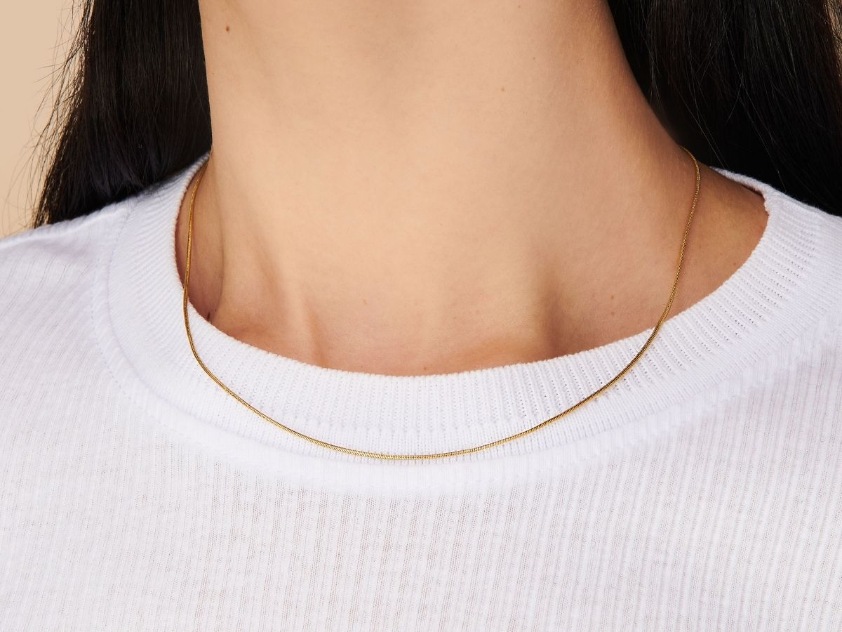 CReAM】Clara European and American indifferent 4mm plated 14K gold flat thin snake  chain collarbone chain necklace - Shop CRéAM Necklaces - Pinkoi