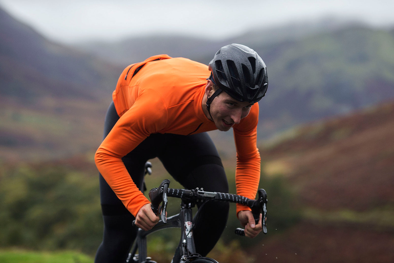 orange long sleeve cycling jersey