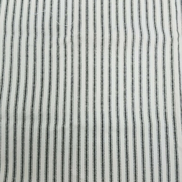 Screenprinted Striped Cotton Fabric Vintage 1/2 yards Black & White Pinstripes