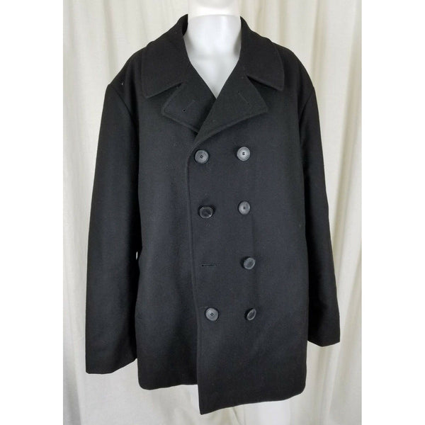 Calvin Klein Double Breasted Black Wool Peacoat Jacket Coat Mens XL Qu –  Mainely Bargains