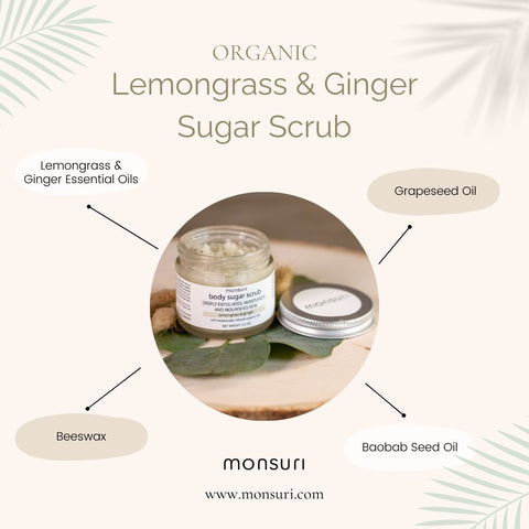 Monsuri Organic Lemongrass & Ginger Sugar Scrub