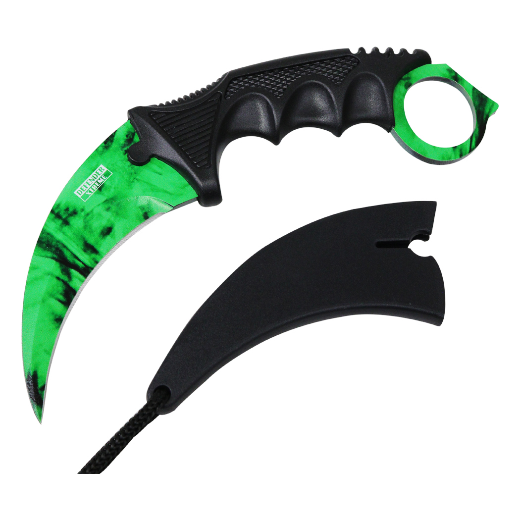 Defender-Xtreme Karambit Green Blade Hunting Knife 3CR13 Stainless Ste ...