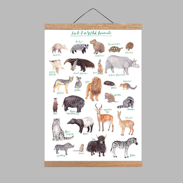 a-z of wild animals print in creamore hanger