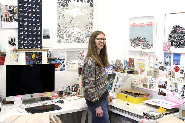 Susie Wright in her working studio corner