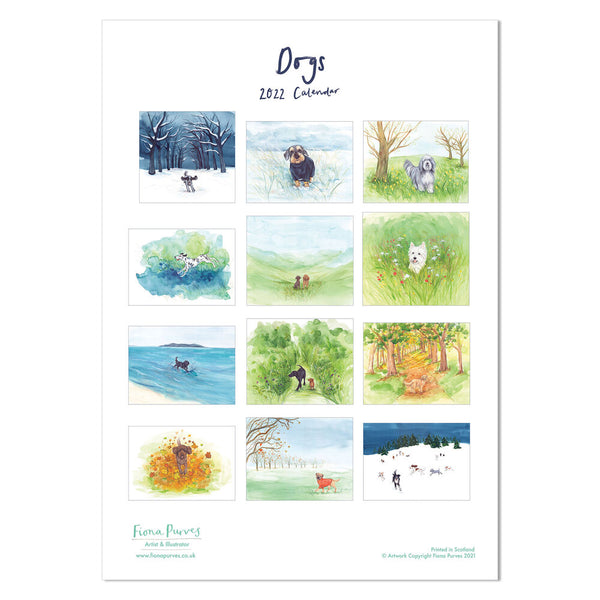 2022 calendar with dogs by Fiona Purves