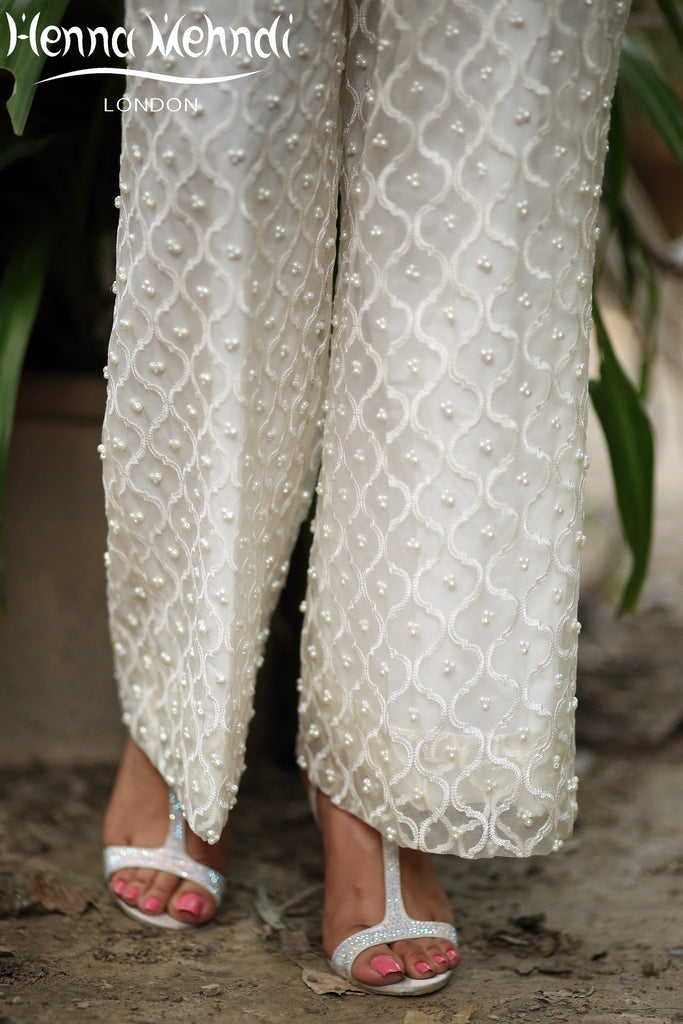 White Embroidered Trousers – Henna Mehndi
