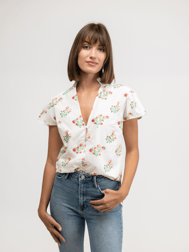 Beau & Ro Top The Flutter Top | Pink Floral