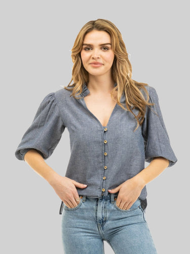 Beau & Ro Tops The Lily Top | Chambray