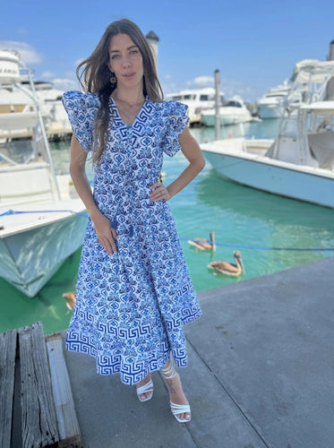 IslaPayal Dress Amalfi Maxi in Hellenic Blue