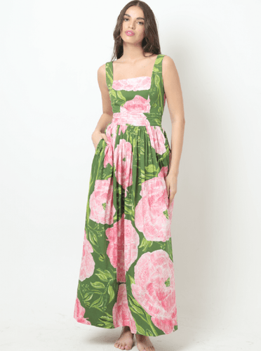 Kleid Dress Gala Dress in Green Peonies