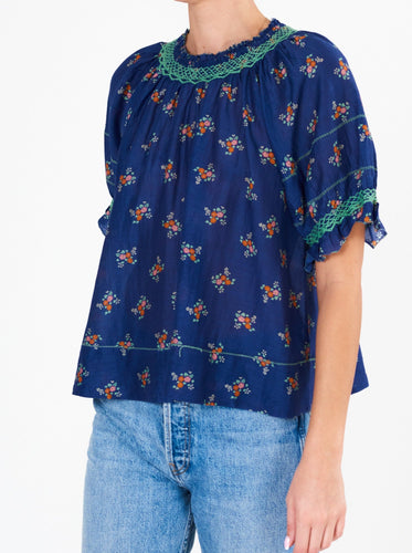 M.A.B.E Top Vivi Print Top in Navy