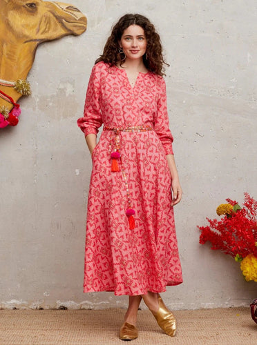 Nimo with Love Dress Azurite Dress in Coral Ikat