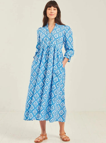 Pink City Prints Dress Mumbai Dress in Ocean Trellis