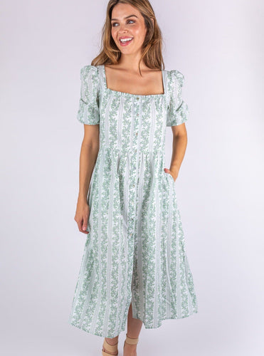 Beau & Ro Apparel The Jillian Dress | Green Trellis