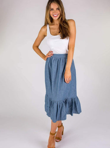 Beau & Ro Apparel The Kate Skirt | Chambray