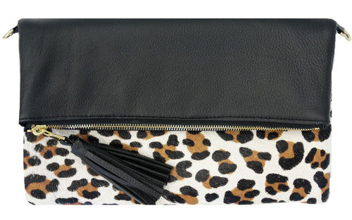Beau & Ro Clutch + Crossbody The Leopard Foldover Clutch + Crossbody Bag | Black