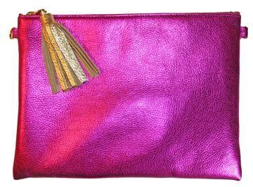 Beau & Ro Sample SAMPLE | The Sconset Clutch + Crossbody Bag in Fuchsia Metallic