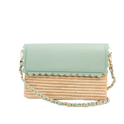Beau & Ro Woven The Maroc Collection | Nassima Clutch + Crossbody in Sage Green