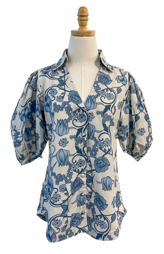 Kleid Apparel Kleid | Layla Blouse in Ivory Blue