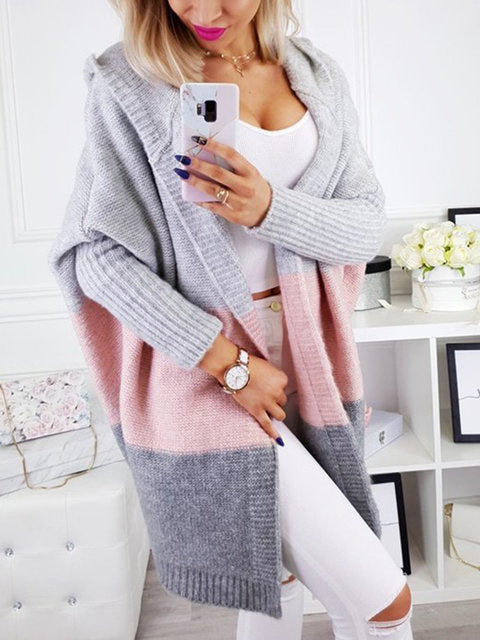 Isabella Grey and Pink Colour Block Cardigan