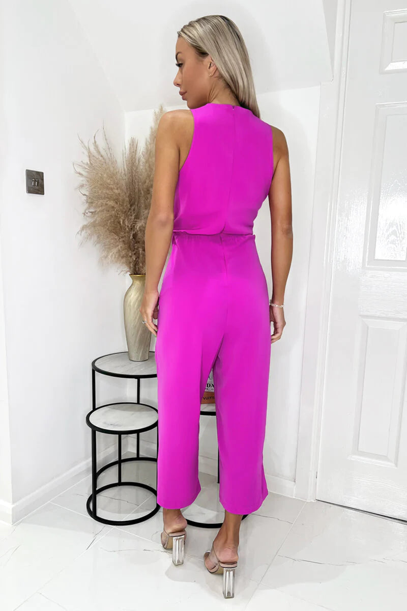 Alexis Pink Knot Front Pocket Jumpsuit