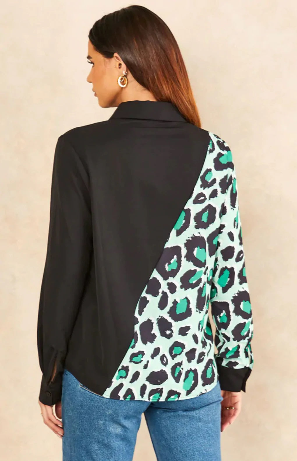 Hilda Black and Green Animal Print Oversized Shirt