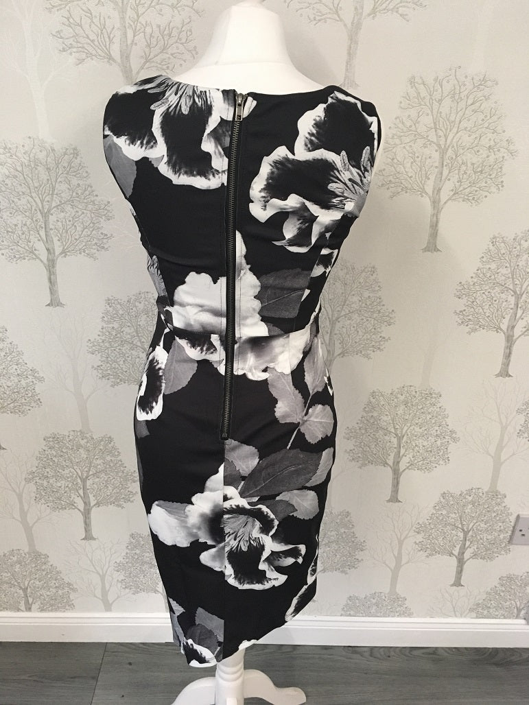 Ellis Black Floral Sleeveless Wrap Dress