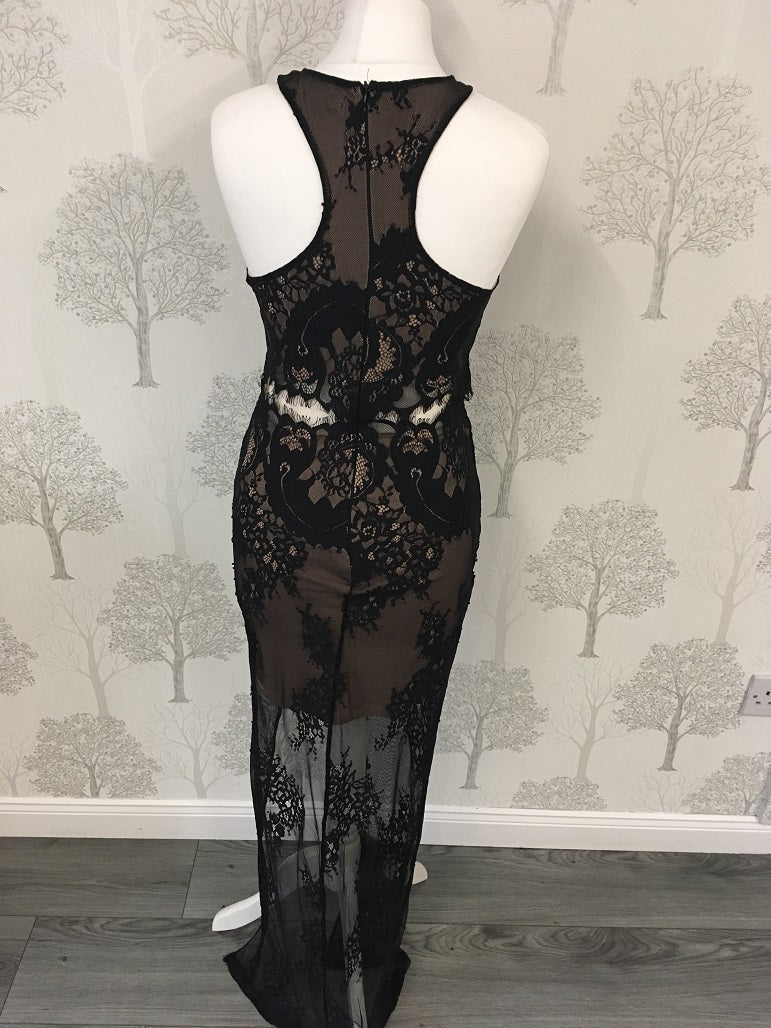 Jordyn Black Lace Racer Back Maxi Dress