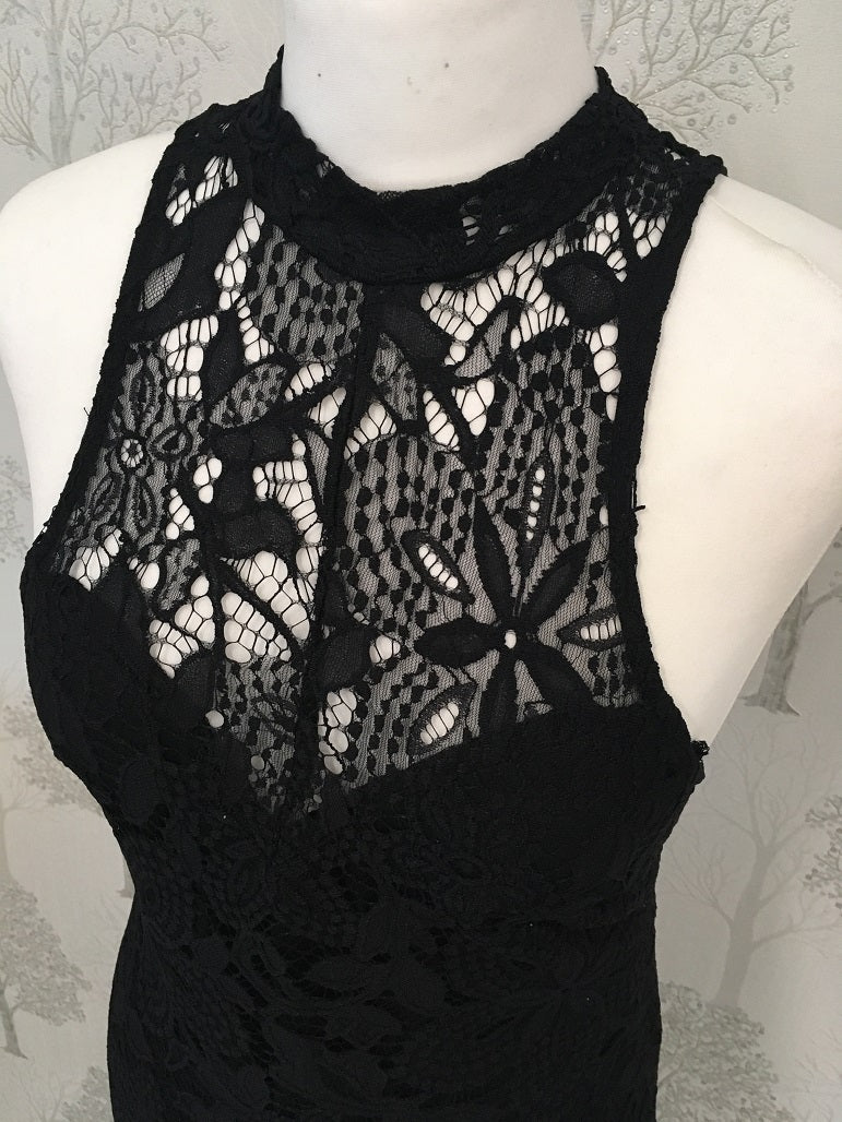 Morgan Black Lace Halterneck Midi Dress
