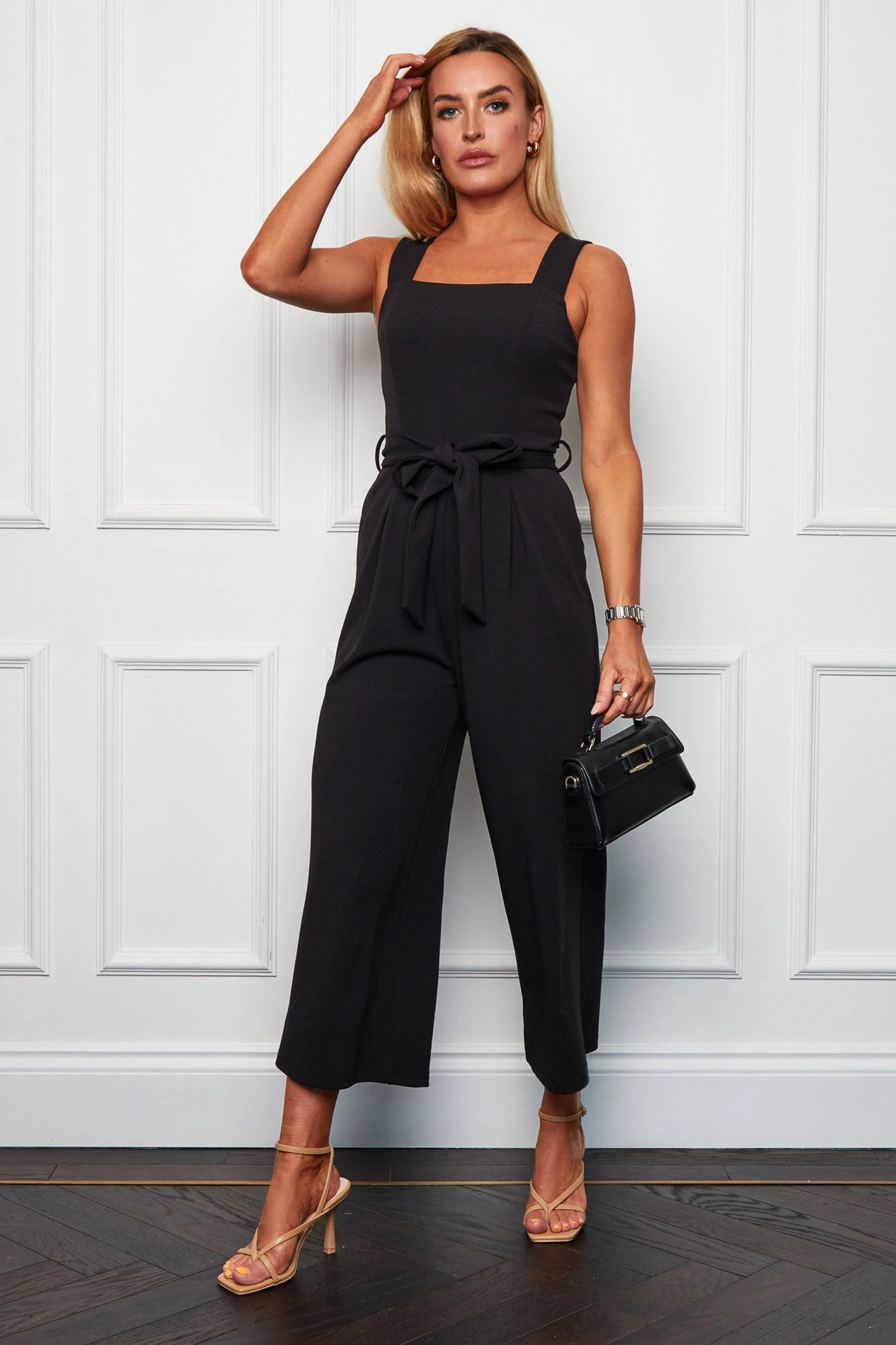 Kayla Black Square Neck Culotte Jumpsuit