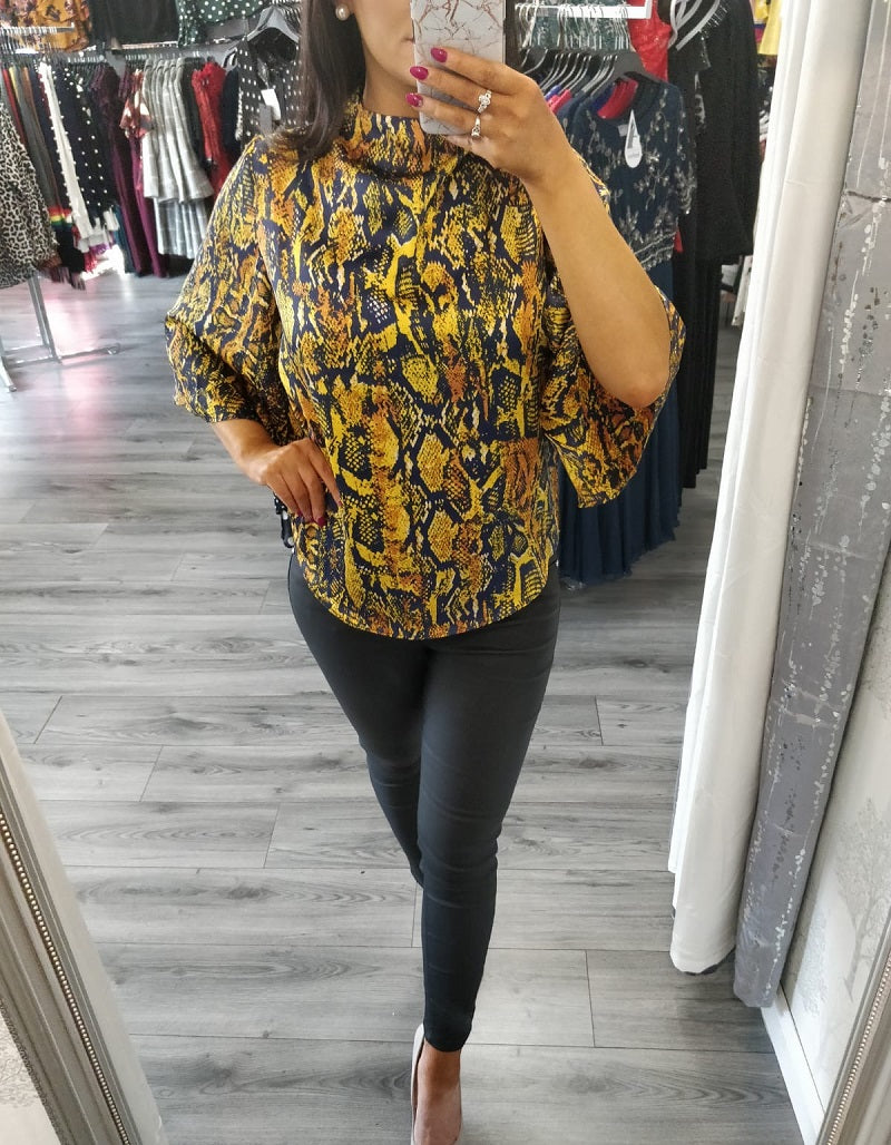 Savannah Mustard Snake Print Blouse