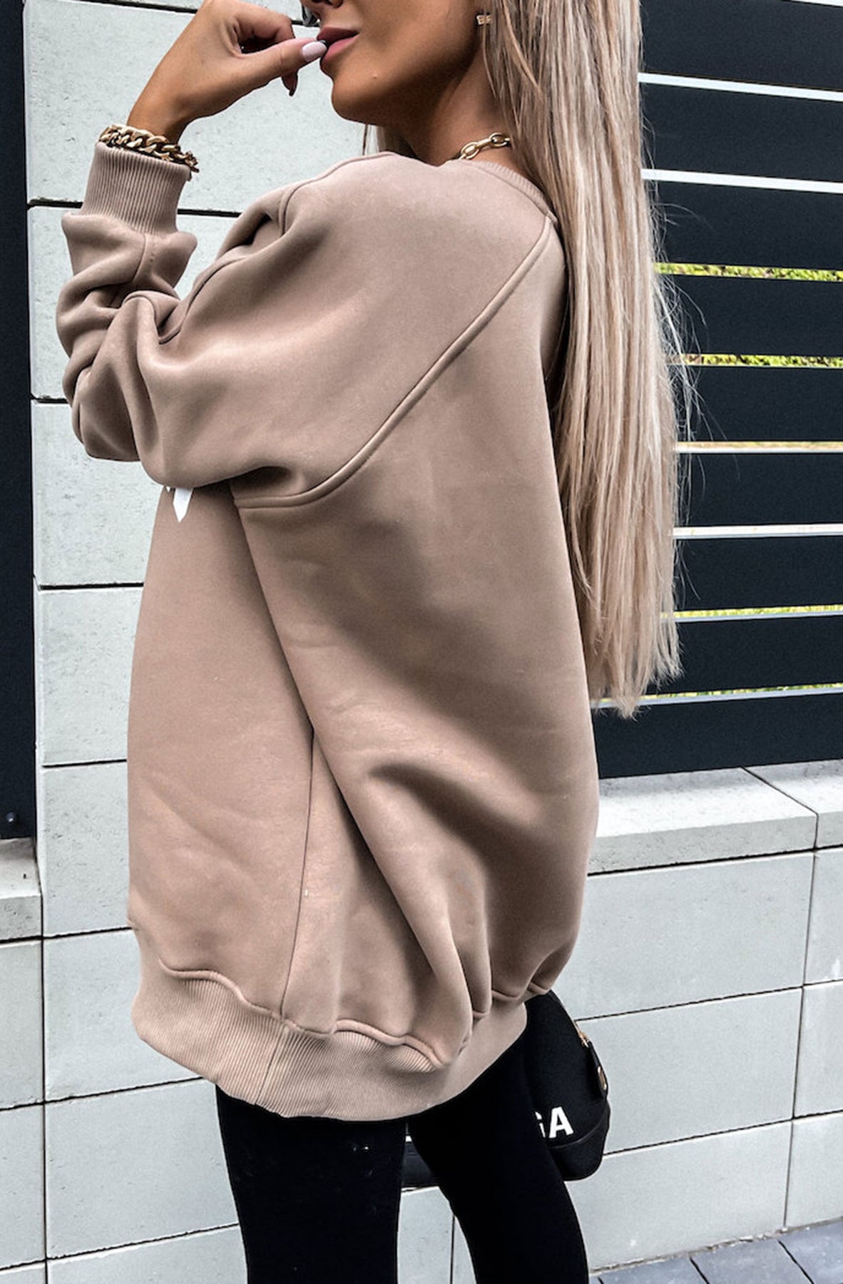 Sofia Beige LA Printed Oversized Sweatshirt