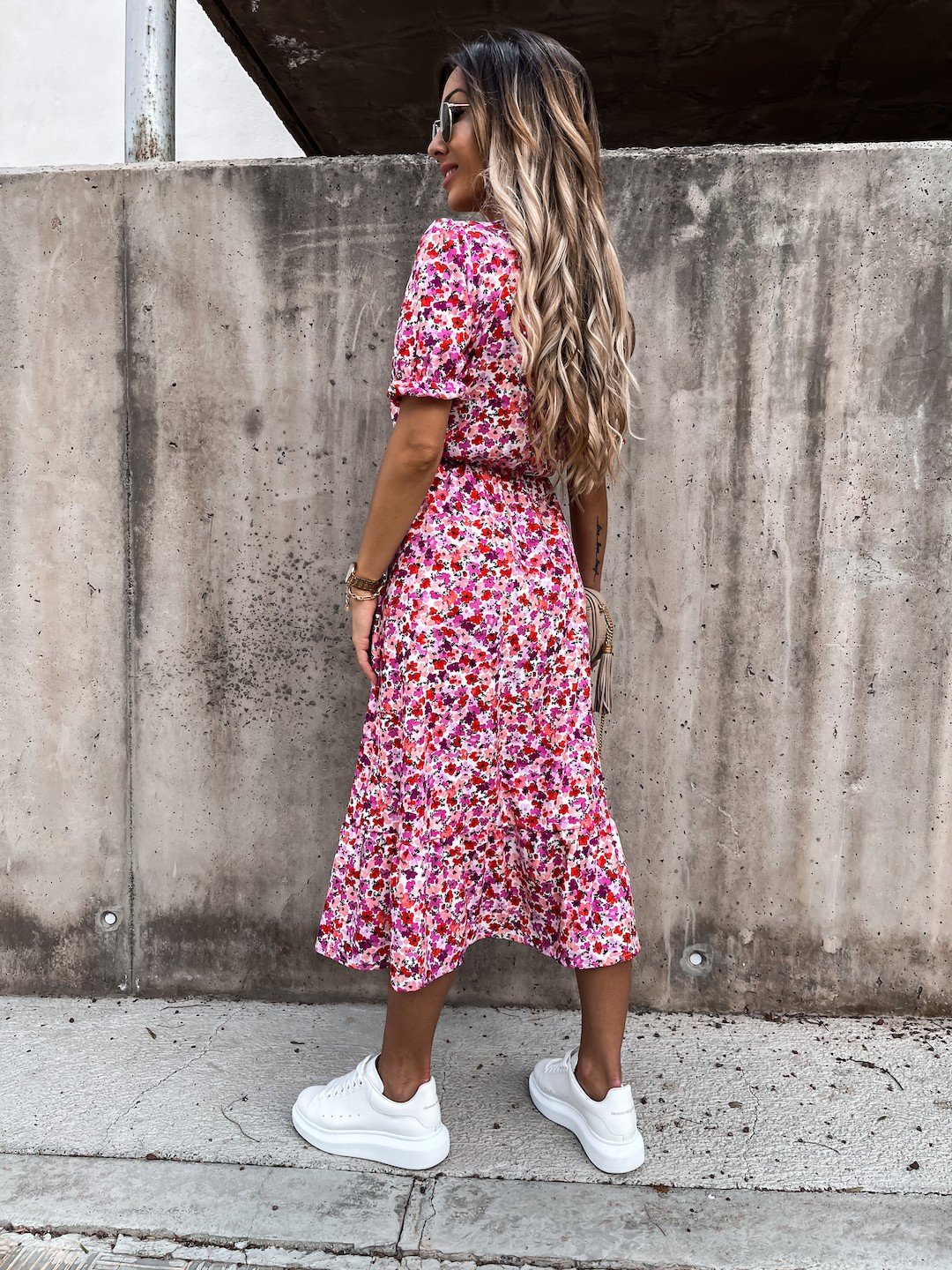 Tanya Pink Multi Floral Print Button Midi Dress *PRE ORDER 25 MAY APPROX*