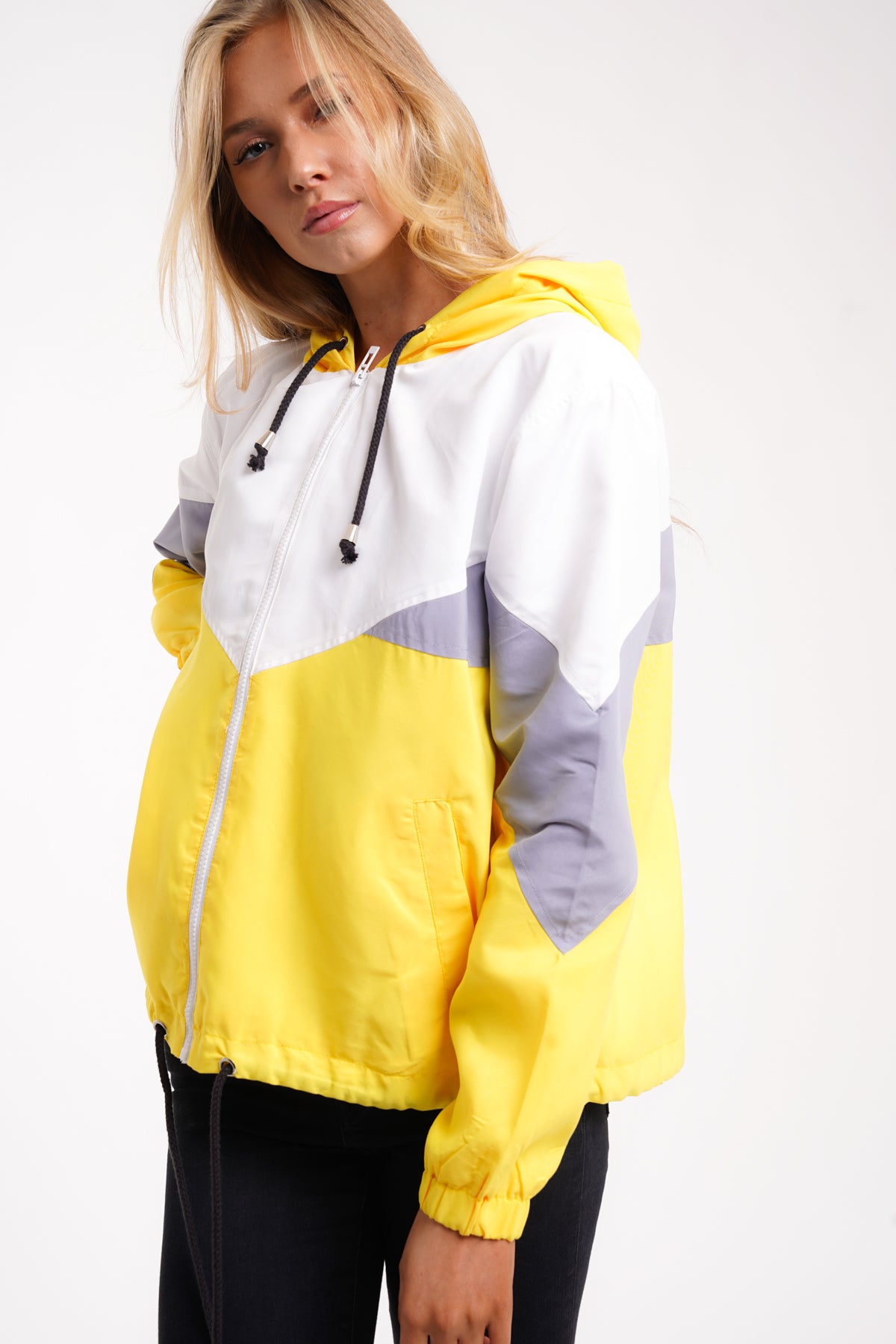 Millie Yellow Colour Block Lightweight Jacket