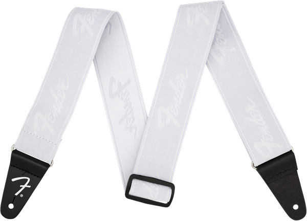 Fender Weighless Running logo Strap White/white - Regent Sounds