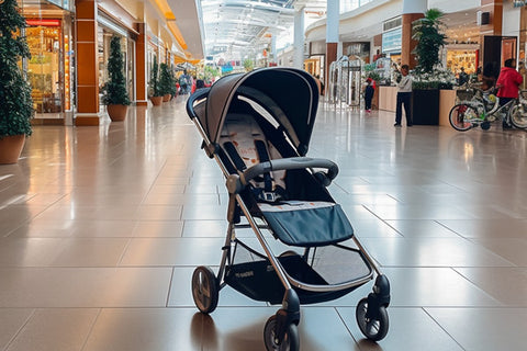 Stroller sitting in the middle of the mall