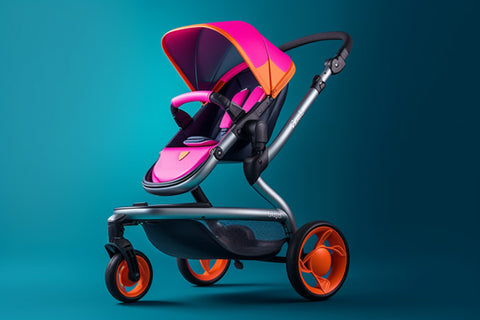 stylish pink 3-wheel stroller product photo